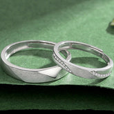 Solid Sterling Silver Matching Rings Set for Two - Adjustable Size