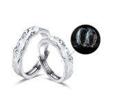 Engraved Glow in Dark Couple Rings Set
