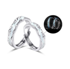 Engraved Glow in Dark Couple Rings Set
