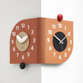 Corner Double-Sided Silent Wall Clock �Terracotta (Dual Time)