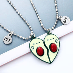 Matching Magnetic Avocado Heart BFF Necklaces Set for 2