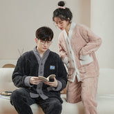 Matching Pajamas �Textured Flannel Cardigan Set, Cozy Pockets
