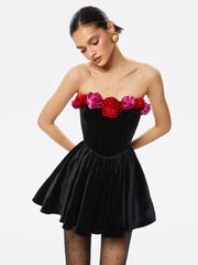 Polina Velvet Floral Mini Dress