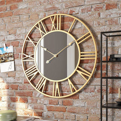 Gulleiâ„?Modern Mirror Wall Clock with Roman Numerals - Elegant 39cm Deco