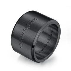 15mm Wide Mens Ring - Custom Engraved Titanium Stainless Steel Band