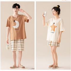 Playful Couple Summer Jammies | Moon & Star | 100% Organic Cotton