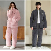 Matching Pajamas �Quilted Zip High-Collar Fleece Set