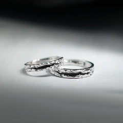 Matching Crumpled Couple Rings Set for Two