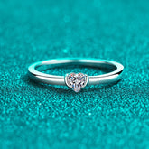 Engraved 0.3 Carat Heart Moissanite Ring Gift for Her