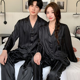 Modern Luxury Faux Silk Couple Pajamas �Minimalist Chic & Elegant