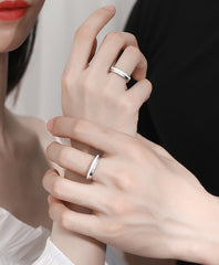 Personalized Sterling Silver Promise Rings Set for 2