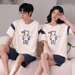 Matching Cotton Summer Sleepwear Set for Couples