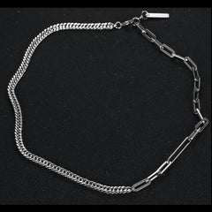 Half Cuban Half Paperclip Chain Choker Gift