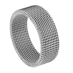 Mens Mesh Wedding Band Stainless Steel 8mm