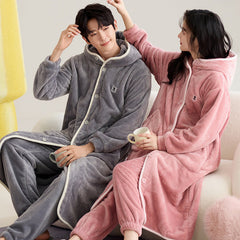 4-Piece Hoodie Winter Couples Pajamas Set