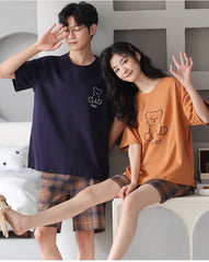 Matching Pajamas Short Sleeves PJs Set for Couples