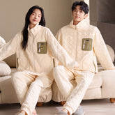 Modern Utility Couple Pajamas �Quilted Air Cotton Zip-Up Set by Gullei