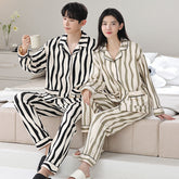 Thick Matching Long Sleeve Couple PJs Set - 100% Cotton Winter Loungewear