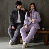 Gullei Quilted Coral Fleece Couple Pajamas �Warm & Cozy Winter Set