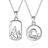 Mountain Waves Necklace Promise Gift for Couple