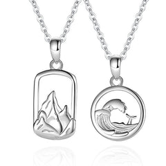 Mountain Waves Necklace Promise Gift for Couple