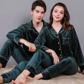 Luxury Textured Velvet Long-Sleeve Couple Pajamas