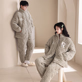 Matching Winter Couple Pajamas Set �Quilted Triple-Layer Fleece with Cotton Padding