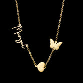 Heart Butterfly Charms Personal Name Necklace
