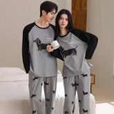 Pet-Lover Couple Pajamas �Cotton Sweet Dog Print Lounge Set by Gullei