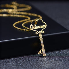 Custom Name Key Pendant Necklace for Her