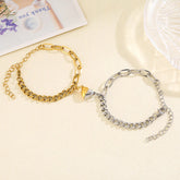 Magnetic Half Heart Couple Bracelets �Personalized Stainless Steel Promise Set