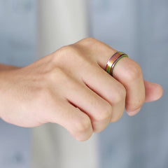 Custom Engraved Multicolor Mens Ring Titanium