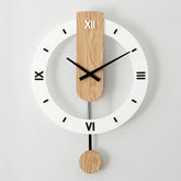 Modern Analog Pendulum Wall Clock - Oak Wood Made
