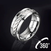 Mens Fidget Wedding Ring with Engraving Tungsten