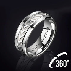 Mens Fidget Wedding Ring with Engraving Tungsten