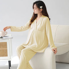 Organic Cotton Maternity & Nursing Pajamas with Built-in Breast Pads