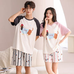 Dachshund Dreams: Cute 100% Cotton Couple Pajamas