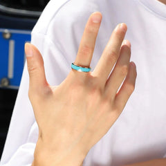 Engraved Mens Wedding Ring Tungsten and Turquoise