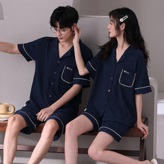 Korean Couple Summer PJs | Short Sleeve | 100% Organic Cotton