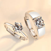 2 Carats Cubic Zirconia Couple Rings Set for 2