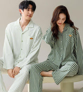 Matching Couple Pajamas Cotton | Pin Stripe