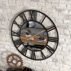 Gulleiâ„?Modern Mirror Wall Clock with Roman Numerals - Elegant 39cm Deco
