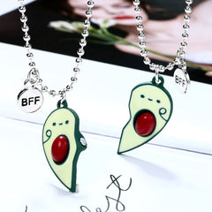 Matching Magnetic Avocado Heart BFF Necklaces Set for 2