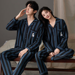Modern Bold Stripe Couple's Pajama Set