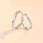 Custom Engraved Minimalist Promise Rings Set - Adjustable Sterling Silver for Couples
