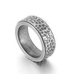 Custom Vintage Hammered Mens Ring 8mm