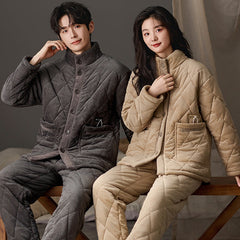 Heavy Quilted Corduroy Couple Pajama Set �Warm & Cozy Winter Loungewear