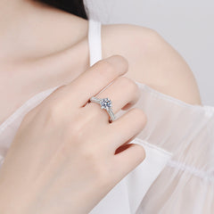 1 Carat Moissanite 6 Claw Diamond Women Ring