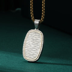 Engravable Hammered Vertical Pendant Mens Necklace