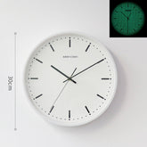 Minimalist Night-Glow Silent Wall Clock �12" Metal & Glass